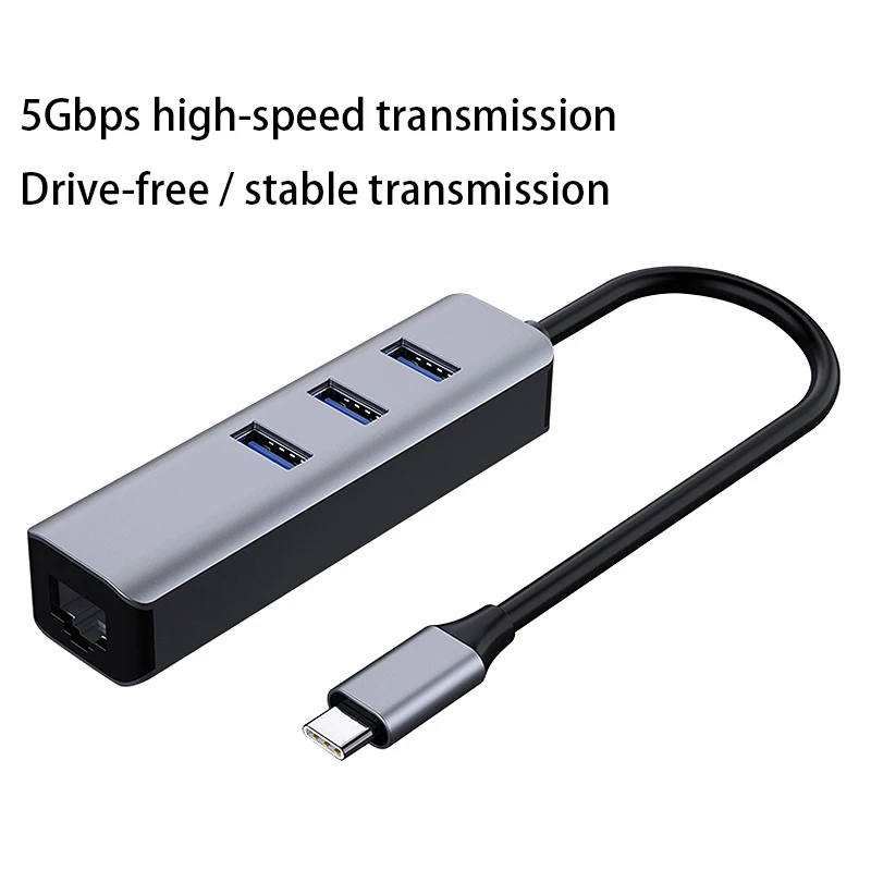 Type C 4 в 1 концентратор 3 порта USB3.0 + интерфейс сетевой карты адаптер гигабитный