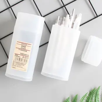 

Desktop Translucent Pencil Box Pen Holder Storage Box with Lid Stationery School B85B