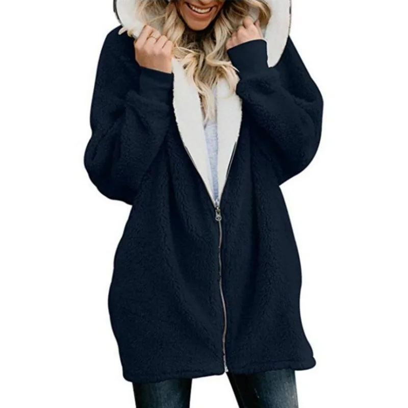 Autumn Winter Fashion Womens Sweater Long Sleeve Loose Knitting Hooded Cardigan Sweater Casual Women Female Cardigan Pull Femme