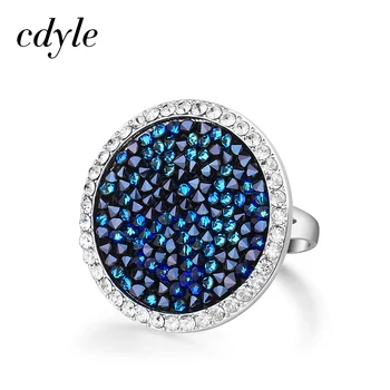 

Cdyle Bulgaria Jewelry Silver Color Ring Size 6 7 8 9 Top Quality Crystal Bermuda Blue Stone Female Rings Free Shipping 1PCS