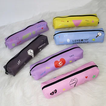 

1 Pcs High Quality Kawaii Cartoon Kpop Exo Twice Got7 Blackpink PU Pencil Case Storage Organizer Pen Bag Fans Stationery Gifts