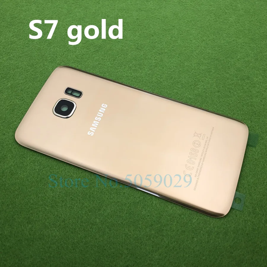 Для SAMSUNG Galaxy S7 G930 SM-G930F S7 Edge G935 G935F Задняя стеклянная крышка батарейного отсека задняя дверь Корпус Задняя стеклянная крышка - Цвет: S7 gold