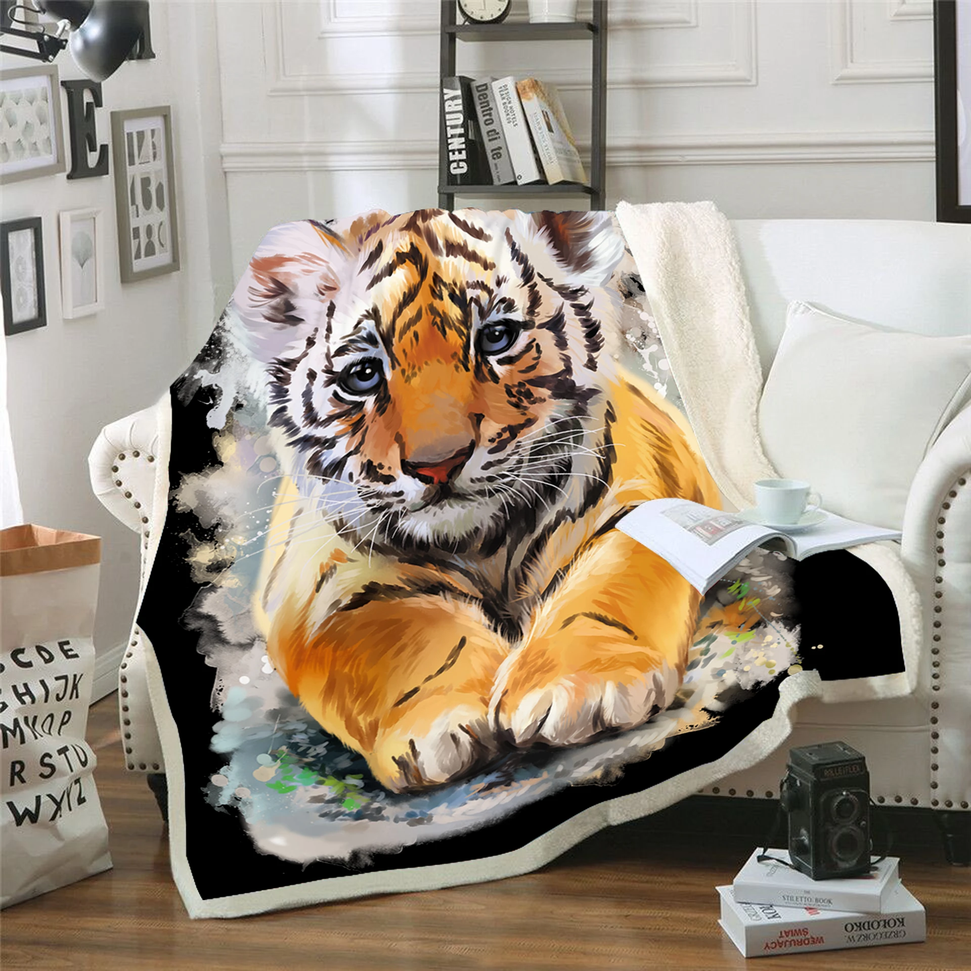 Bloquear acre presentar Manta polar de felpa con estampado 3D de tigre para adultos, edredones de  moda para el hogar y la Oficina, edredón lavable, manta informal de Sherpa  para niños y niñas, novedad|Mantas| -