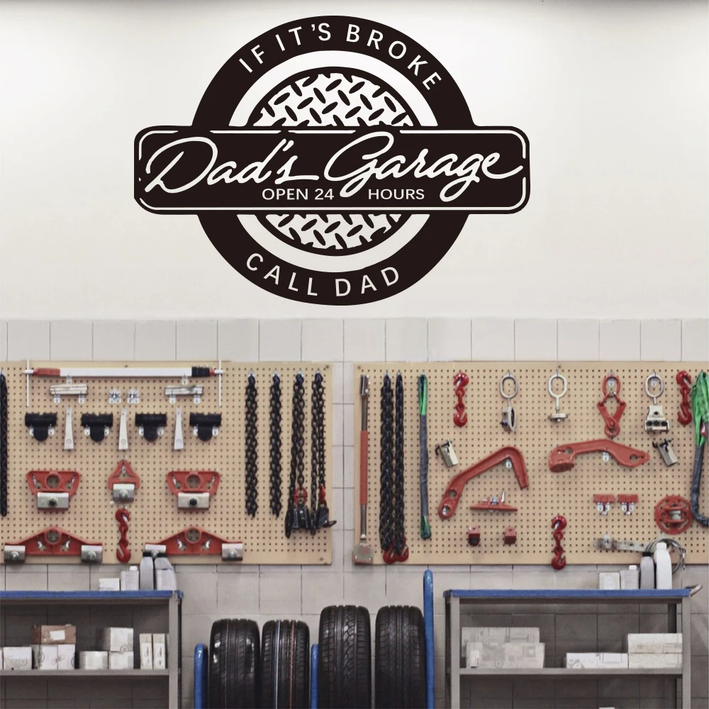 Большая наклейка на стену для ремонта автомобилей гаража, отцовский гараж, 24 часа в сутки, семейная любовь, цитата, кладовая, настенная наклейка, виниловый Декор