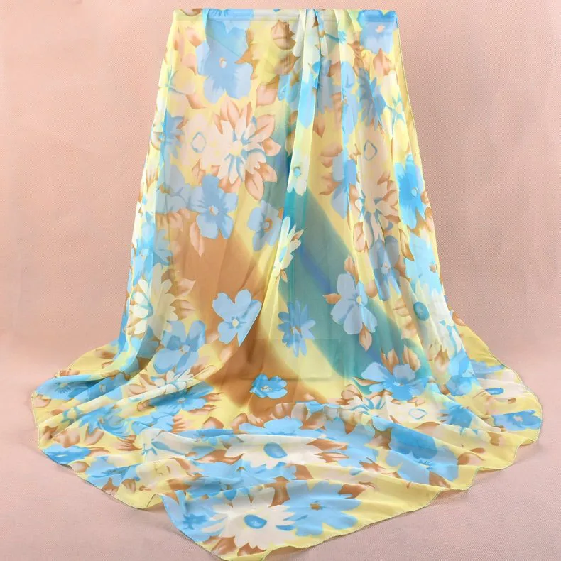 Весенняя двухцветная шелковая сатиновая квадратная лента для волос хиджаб