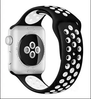 Новые цвета спортивные силиконовые браслеты для apple watch Series 1 2 3 38 мм 42 мм соединяющий ремешок браслета для iwatch 5 4 40 мм 44 мм серия 5 - Цвет ремешка: black white