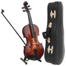 Modelo de violino em miniatura de madeira mini violino instrumentos musicais coleção ornamentos decorativos modelo artesanato decoração com caixa de presente