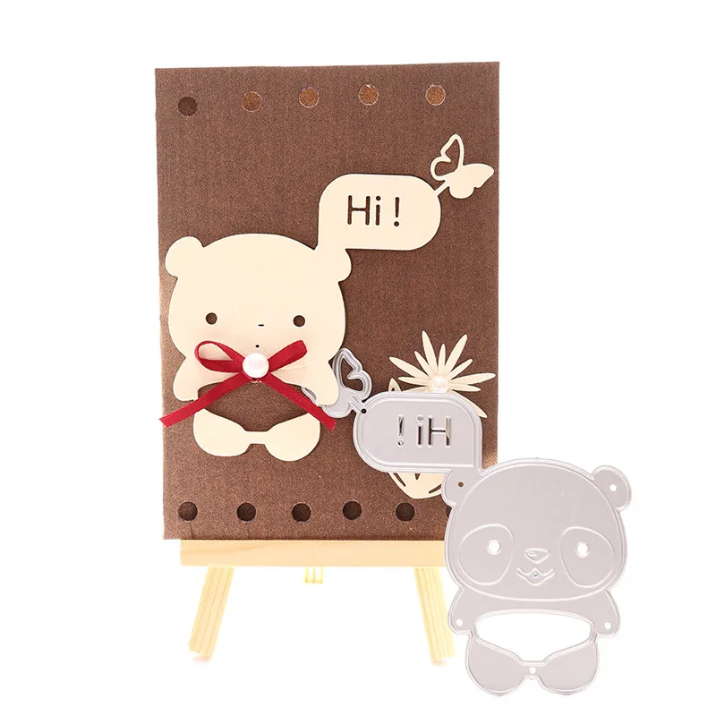 

Naifumodo Hello Hi Oops Panda Metal Cutting Dies Scrapbooking for Card Making DIY Embossing Die Cut New Craft Dies Cute Mood Die
