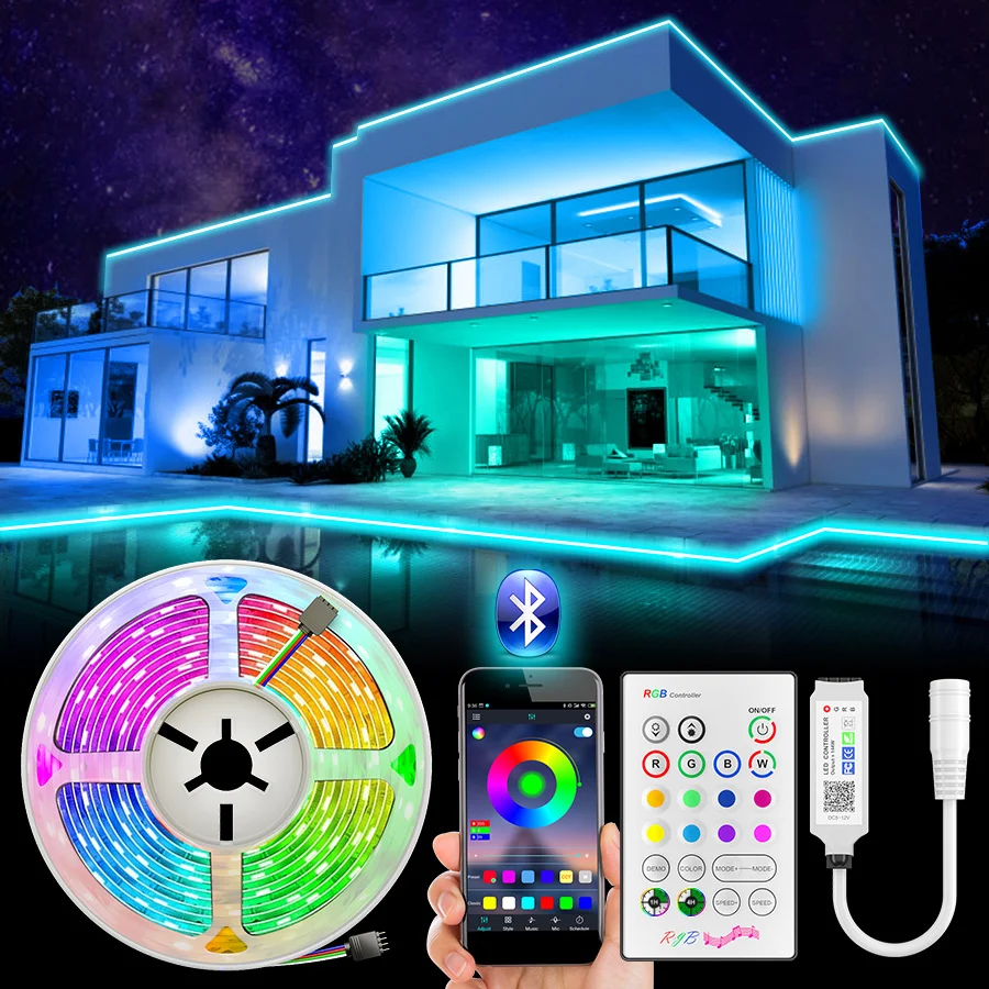 RiRi won SMD 5050 RGB Светодиодная лента 2835 10 м 5 лампа s rgb Диодная Гибкая Bluetooth управление
