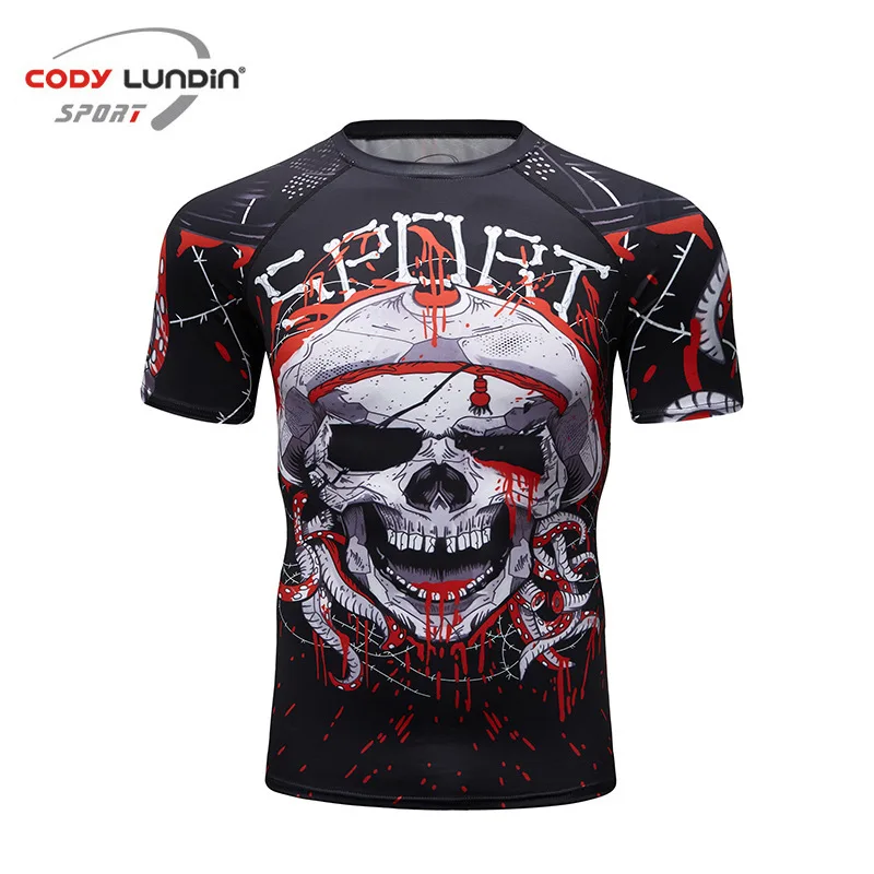 MMA BJJ Muay Thai Compression T-Shirt Boxing Workout Shirt Quick Dry Fit Sweatshirt Sport Training Jogging Gym Fitness Shirts