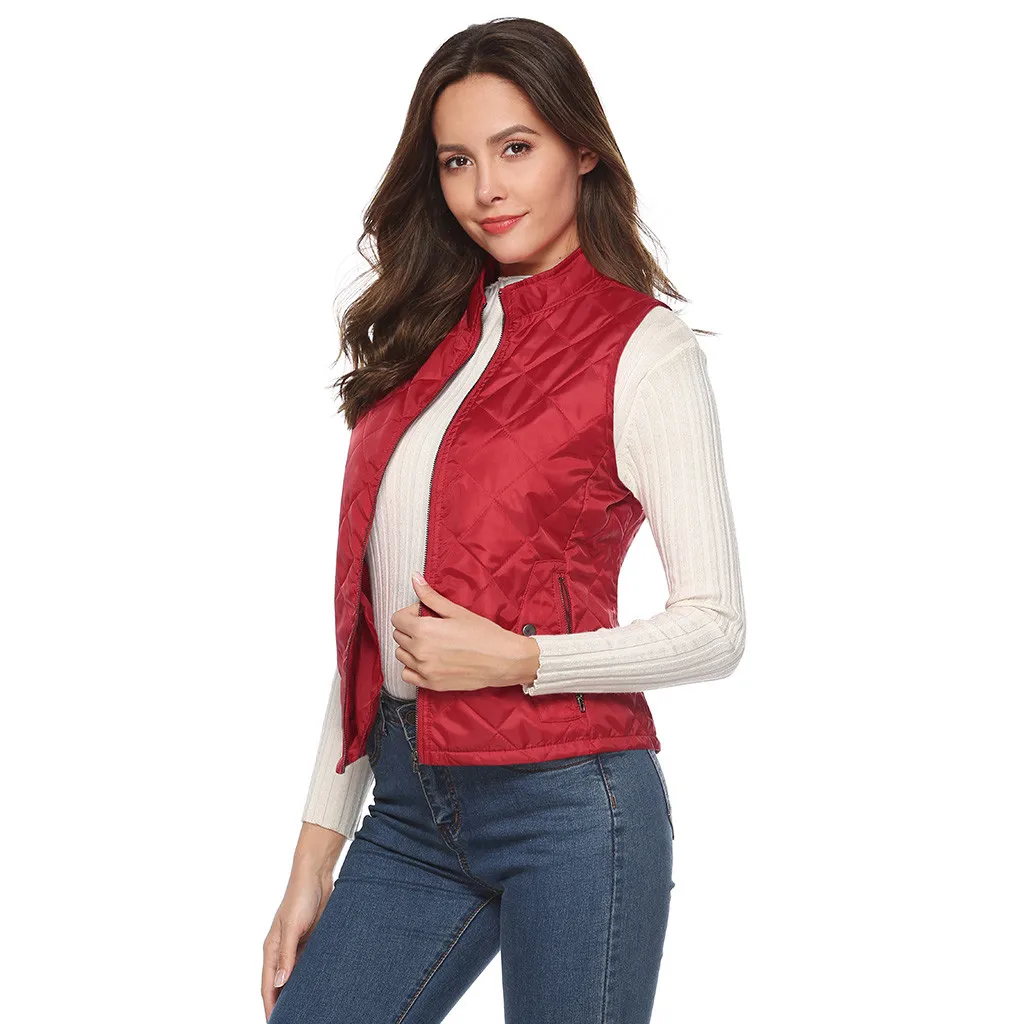 Jaycosin 2019 Winter Warm Casual Leisure Waistcoat Coat Women Thick Solid Color Jackets Comfortable Sleeveless Jacket Coat 31#4