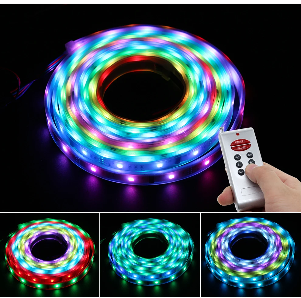 6803 IC чудесный необычный цветной RGB Светодиодные ленты 5050 30 светодиодный/м чеканка огни + 133 программа РФ волшебный регулятор + Мощность