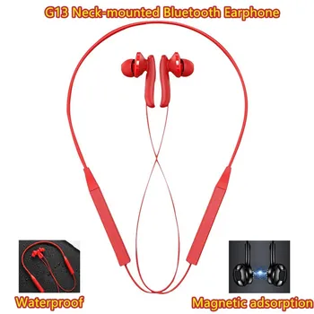

G13 Magnetic Neck-mounted Bluetooth Earphone HD Call Stereo Sports Waterproof Earbuds Wireless Hanging Neckband Headset with Mic