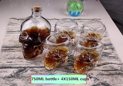 1set B NEWYEARNEW 1 шт. стеклянная пробка бутылка в форме черепа или чашки уплотнения хранения вина пузырьки бутылки вина Творческий диспенсер вина стекло Хэллоуин подарки контейнер для соков - Цвет: 1set B