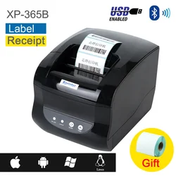 Imprimante d'étiquettes autocollantes pour tickets de caisse, USB, Bluetooth XP 365B, 80mm, pour supermarché, code barres, QR Code, Date, prix, Windows, Android 