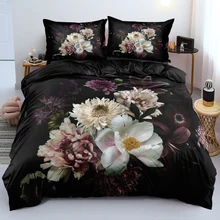

3D Romantic Style Flowers Quilt Cover Set Comfortable Bedclothes With Pillowcases Elegant Pattern Twin Full Queen King Sizes