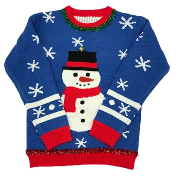 

2020 European And American Style New Style Men And Women Childrenswear Acrylic Kids' Sweater Christmas Snowman