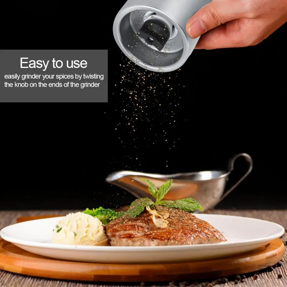 Stainless Steel 2 in 1 Manual Pepper Grinder Spices Salts Mill Shaker Non-toxic and Eco-friendly Household Kitchen Tool