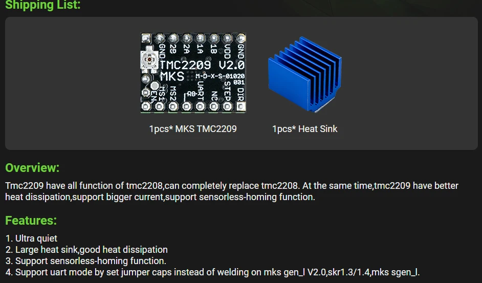 impressora 3d, ultra silenciosas, com encaixe uart, 2209 a, sgen_l robin nano