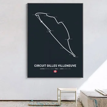 

Formula 1 Race Poster Circuit Gilles Villeneuve F1 Circuit Home Decoration Wall Art Canvas Fabric Cloth Print Pictures No Frame