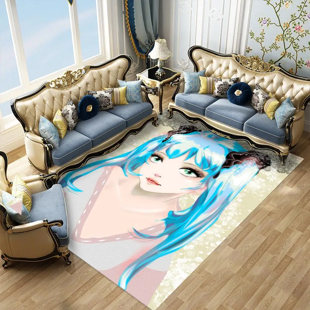 

Custom Anime Character Carpet for Living Room Bedroom Hatsune Miku Non-Slip Floor Rug Home Decor Intrance Doormat