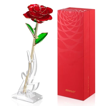 

ETEREAUTY Never Withered Gold Plated Artificial Roses for Anniversary