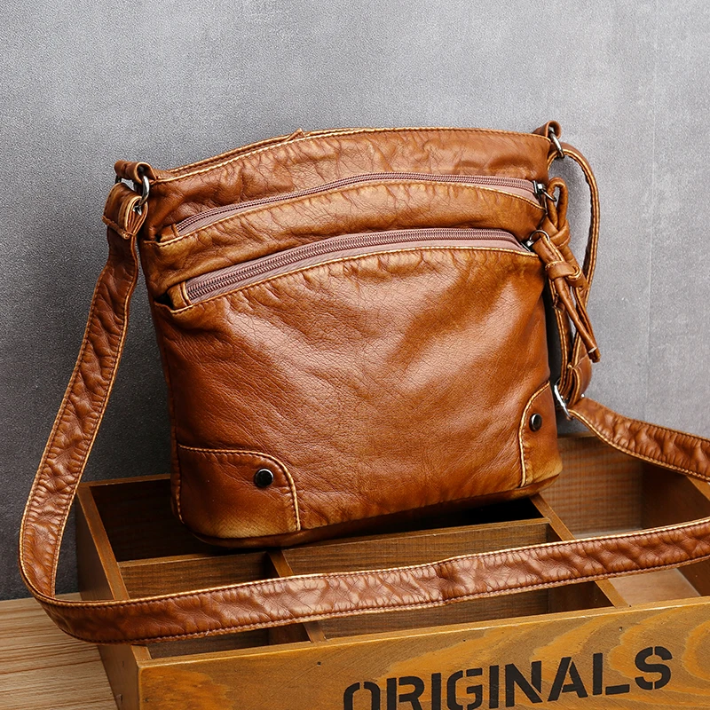 

Do old Brown Vintage Bag Women Black Small Women Messenger Bag Soft Washed PU Leather Crossbody Bag Female Handbag Purses
