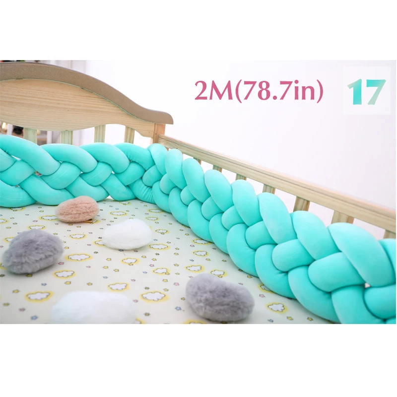 17 2m Baby Shining 4 Strands Newborn Crib Bumper 2M/3M Infant Bed Protector Room Decor 17CM(6.7in) Height Pure Weaving Plush Knot - Цвет: 17 2m