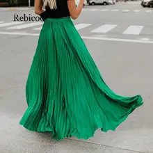 Bohemian pleated long skirt new lady loose soil high waist long skirt wild women's long long skirt