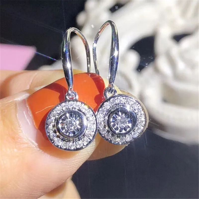 Оригинальный 925 Серебро длинные висячие серьги Earrring AAAAA Сона cz массивные вечерние