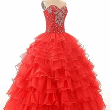 Красные дешевые Бальные платья бальное платье бисерная шнуровка милые 16 Платья вечерние платья для выпускного вечера Vestido De 15 Anos BM46