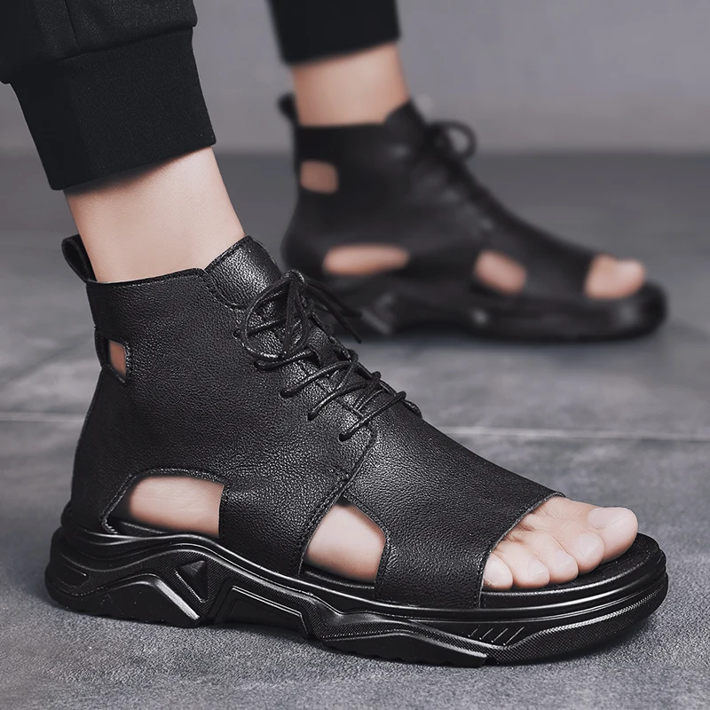 Men Sandals Gladiators Casual Roman Shoes black white Outside Breathable Mens Sandals Summer Comfortable Light Sandals Hombre