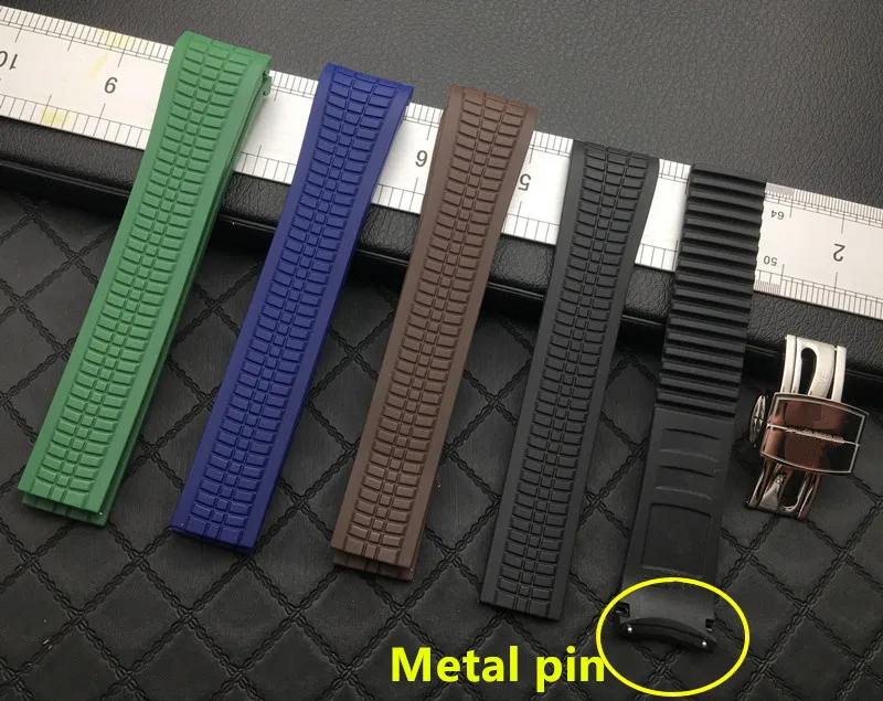 

21mm Soft silicone Rubber Watchband For Patek strap for Aquanaut Philippe series 5164a 5167a Watch band Belt Green metal pin