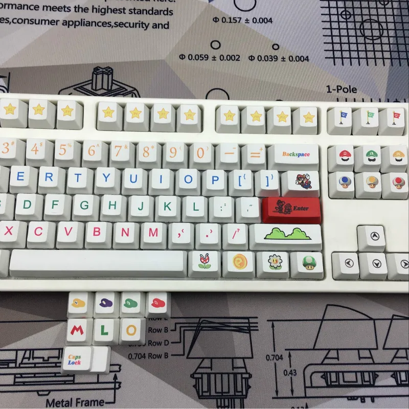 Mario personity PBT Sublimation Keycap 112 клавиш стандартная механическая клавиатура специальная 6,25