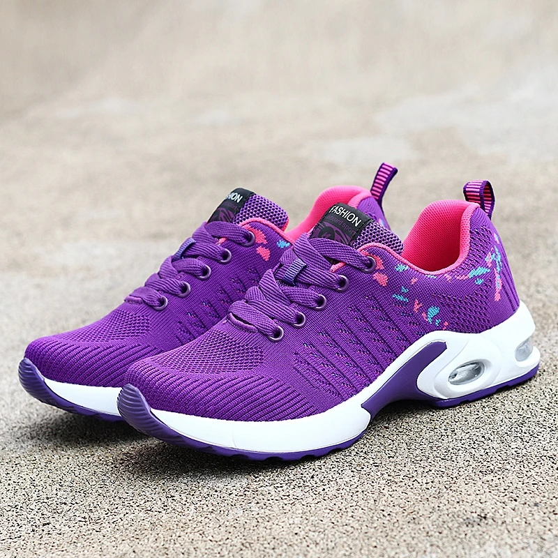 purple shoes woman Женская обувь для тенниса; кроссовки; Basket Femme; толстая подошва; Платформа; Танкетка; шнуровка; дышащая обувь для женщин и девушек; увеличивающая рост обувь - Цвет: purple shoes woman