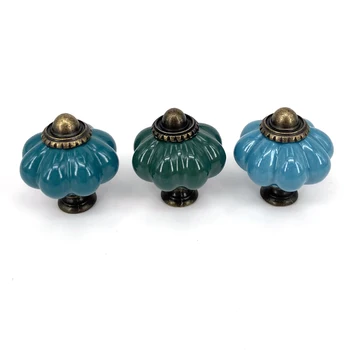 1x Kids room Vintage Round Ball Ceramic Drawer Knobs Kitchen Cabinet Door Handle Cupboard Funiture Hardware Antique Bronze base