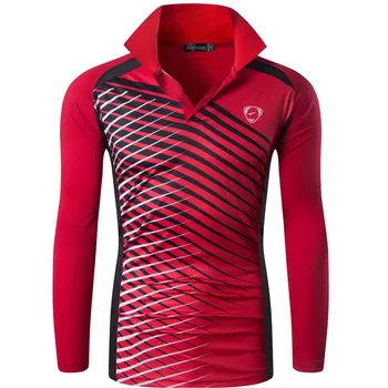 

Jeansian Men's Outdoor Tshirt T-Shirt Beach Dry Fit Long Sleeve Golf Tennis Bowling Shirts Tops LA307 Red