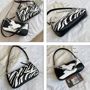 

Zebra Print Women's Shoulder Bag Fashion Leather Handbag Luxury Messenger Bag Mobile Phone Bag