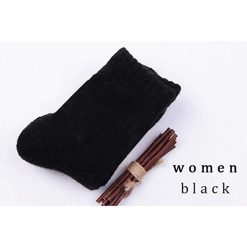 black-women Новые зимние мужские и женские носки ярких цветов, толстые кашемировые однотонные короткие мягкие повседневные носок для сна, толстые теплые носки для мужчин и женщин - Цвет: black-women