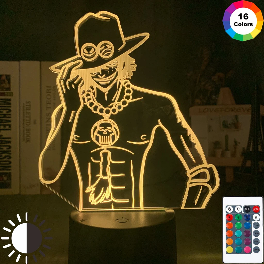 

Anime One Piece Portgas D Ace 3d Illusion Night Light Led Color Changing Nightlight for Child Bedroom Decoration Cool USB Lamp