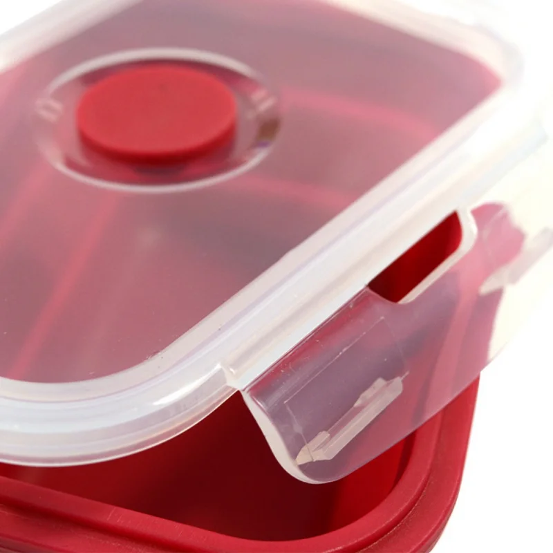  Kitchen Food Storage Container Lock Foldable Silicone Fresh Box Lunch Box x
