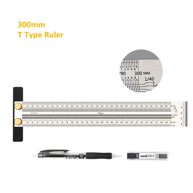 180-400 мм деревообрабатывающий писец Т-образной линейки отверстие разметочная линейка вычеркнутый инструмент для рисования маркировочный прибор измерительные инструменты DIY - Цвет: 300mm With Pen
