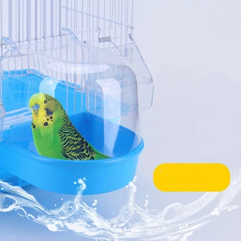 

1Pcs Plastic Bird Water Bath Box Bathtub Parrot For Parakeet Lovebird Finch Pet Cage Hanging Transparent Birdbath
