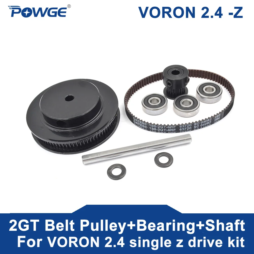 Powge Voron 2.4 Único z Drive Kit 2gt 80t 20t Polia do Dente 1882gt6rf Gt2 Correia Loop Eixo Rolamento 625-2rs Movimento Peças