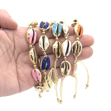 5 шт/лот Cowrie ювелирные изделия из раковин ручной работы пункт капли масла Eletronicplated Cowrieshell регулируемые браслеты