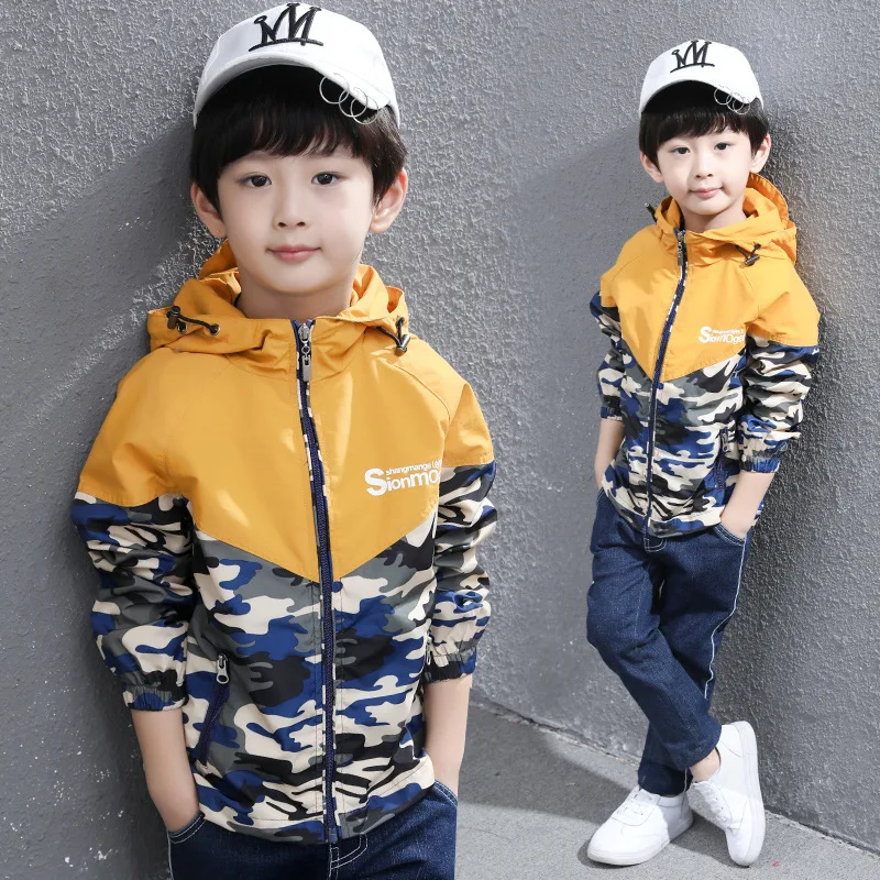 

BOY'S Jacket 2019 Spring New Style Big Boy Korean-style Hooded Baseball Uniform Little Boy Camouflage Juxtaposition Tops Fashion