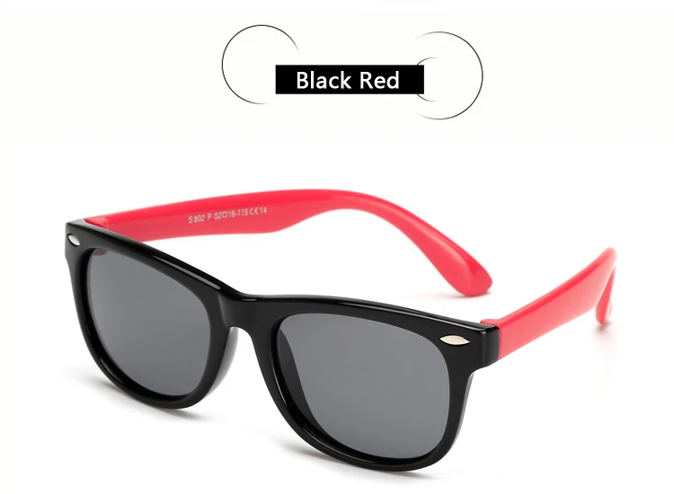 black red Гибкие очки Детские поляризованные для безопасности ребенка Покрытие Солнцезащитные очки UV400 очки оттенки младенческой oculos - Цвет линз: black red