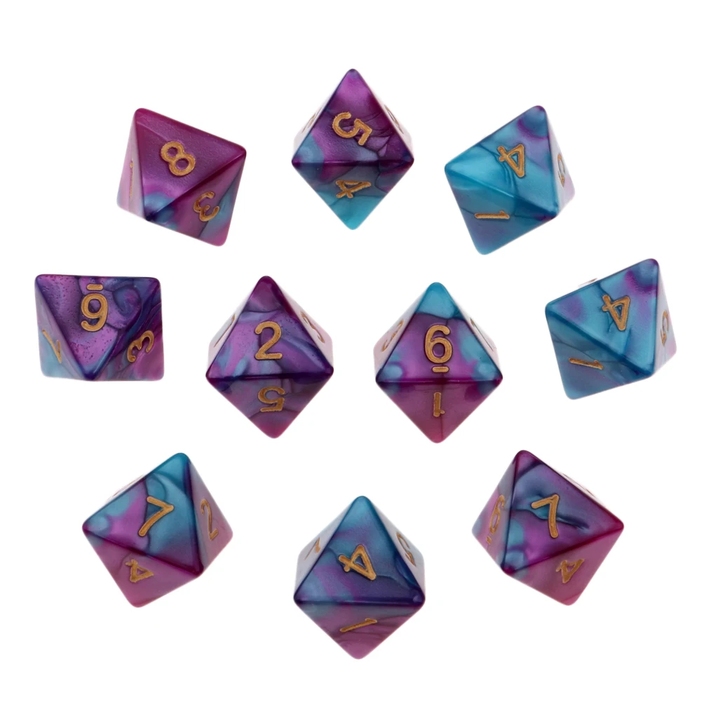 10 Pieces Polyhedral Dice Set Multi-sided Dice D8 for TRPG D& Dragons Game 8-sided Dice Set 