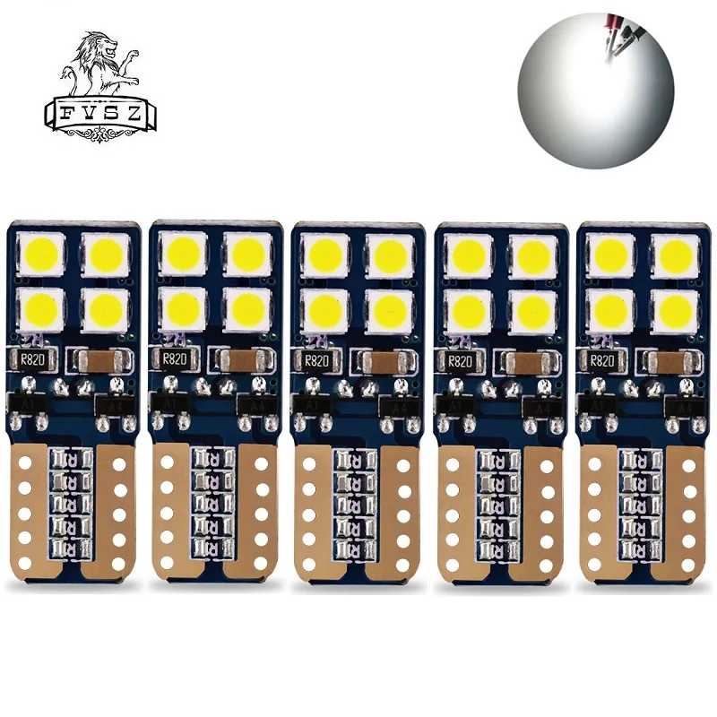5 шт. Автомобильные светодиодные лампы T10 12 24 В 4 Вт 6000K 8SMD 3030 W5W 194 от Canbus|auto lamp|led bulb