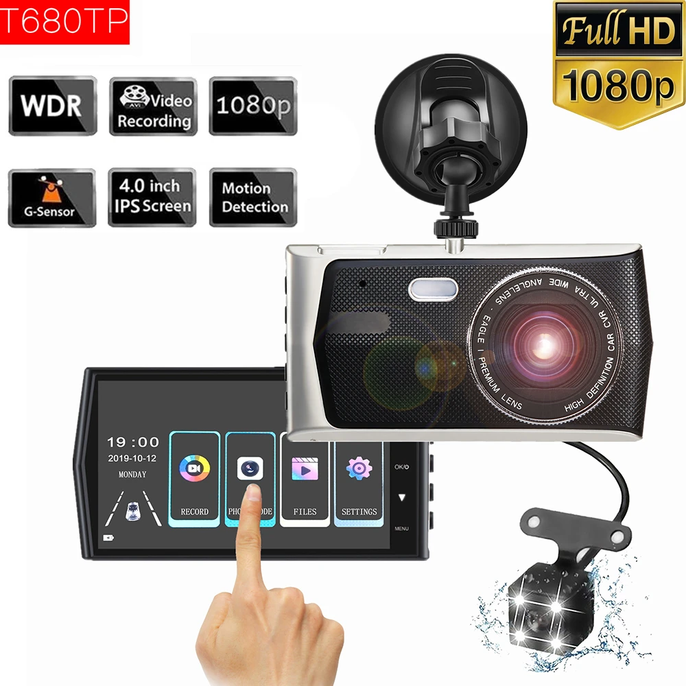 4 Inch IPS Touch Screen Dashcam Full HD 1080P Dual Lens Auto Digital Video Recorder  Night Vision Dash Cam G Sensor Car DVR Camer|DVR/Dash Camera| - AliExpress